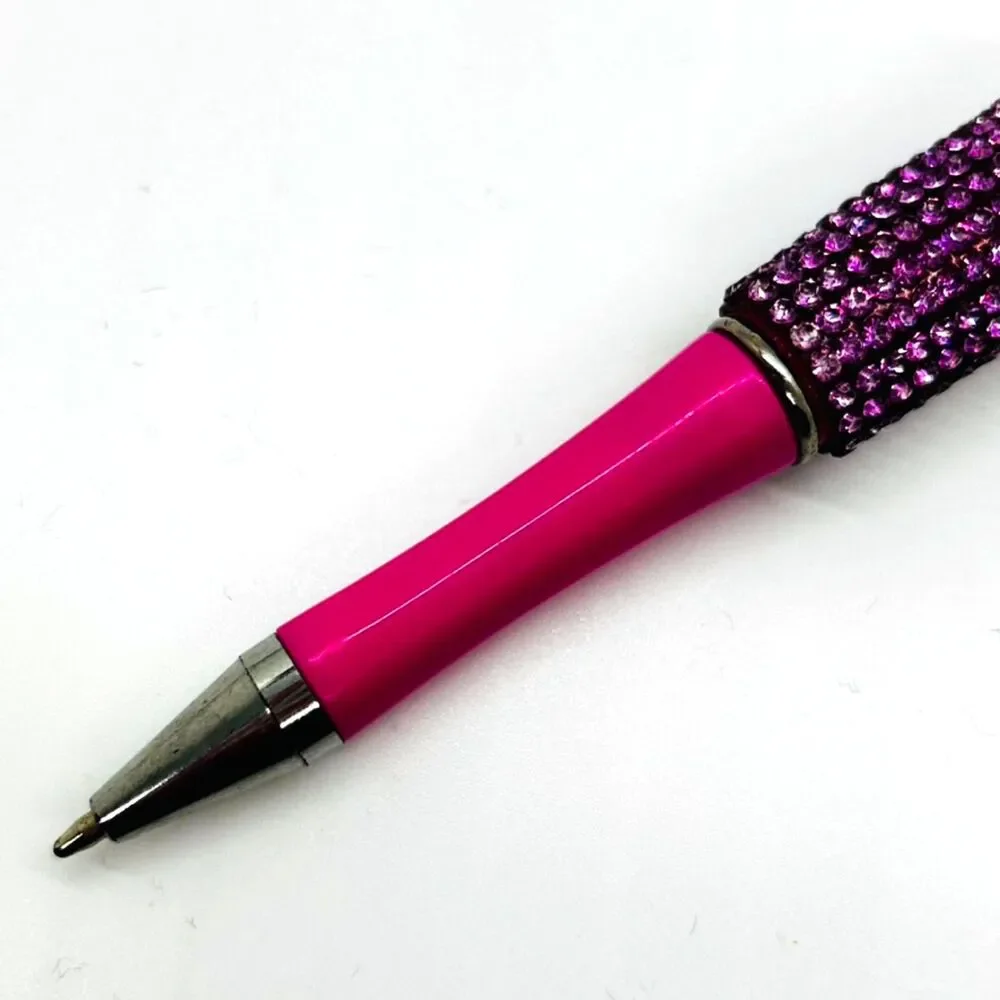 Unique Handmade Cute Hot Pink Crystal Furry Teddy Bear Beaded Pen